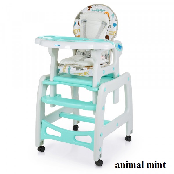 Стільчик для годування Bambi M 1563 (animal mint) Стільчик для годування Bambi M 1563 (animal mint)