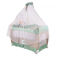 Манеж Lorelli SLEEP'N'DREAM ROCKER з балдахіном (green/beige moon bear)