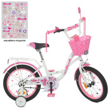 Дитячий двоколісний велосипед Profi Y1825-1 Butterfly (white-pink)