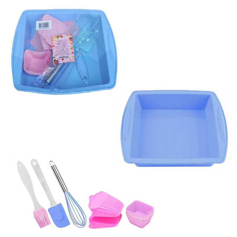 Набір для випікання силікон Square 11пр/наб. 24х24х3,5см Stenson MH-3918 (синій)