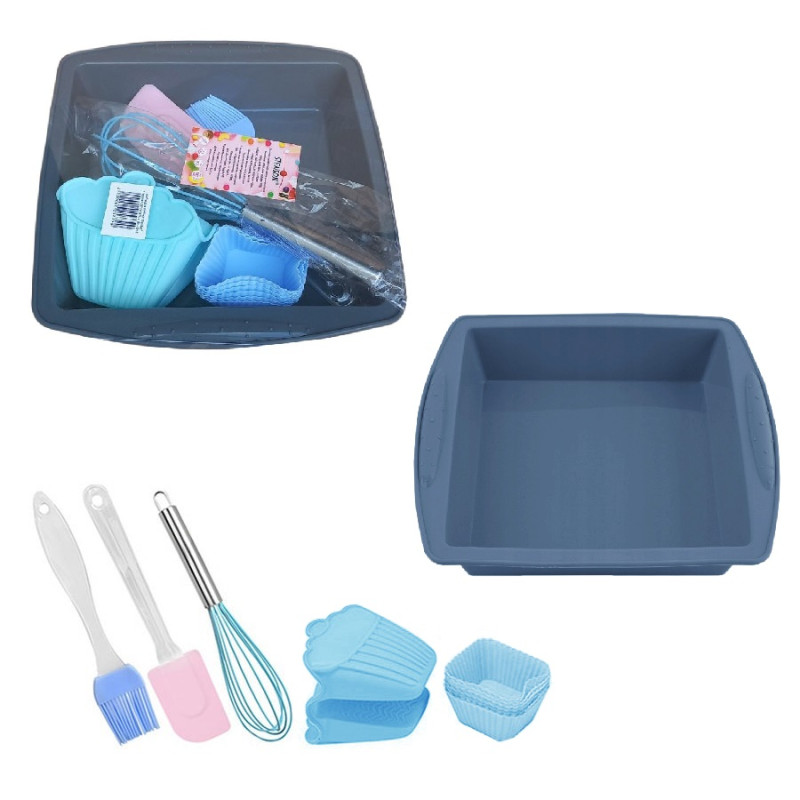 Набір для випікання силікон Square 11пр/наб. 24х24х3,5см Stenson MH-3918 (сірий)