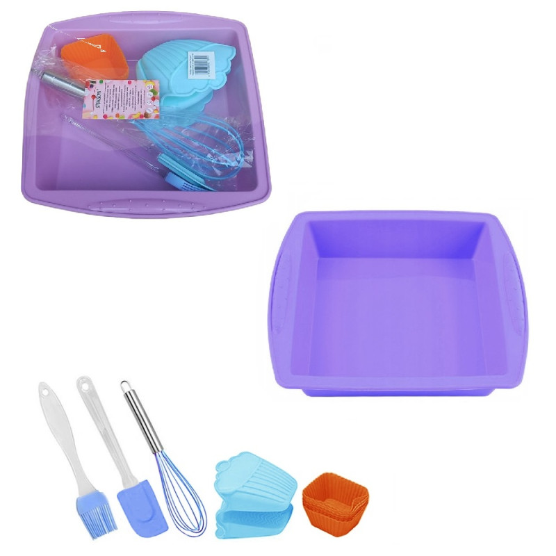 Набір для випікання силікон Square 11пр/наб. 24х24х3,5см Stenson MH-3918 (рожевий)